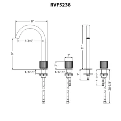 Ruvati Fabio Widespread Bathroom Faucet, Brushed Gold, Knob, RVF5238SG