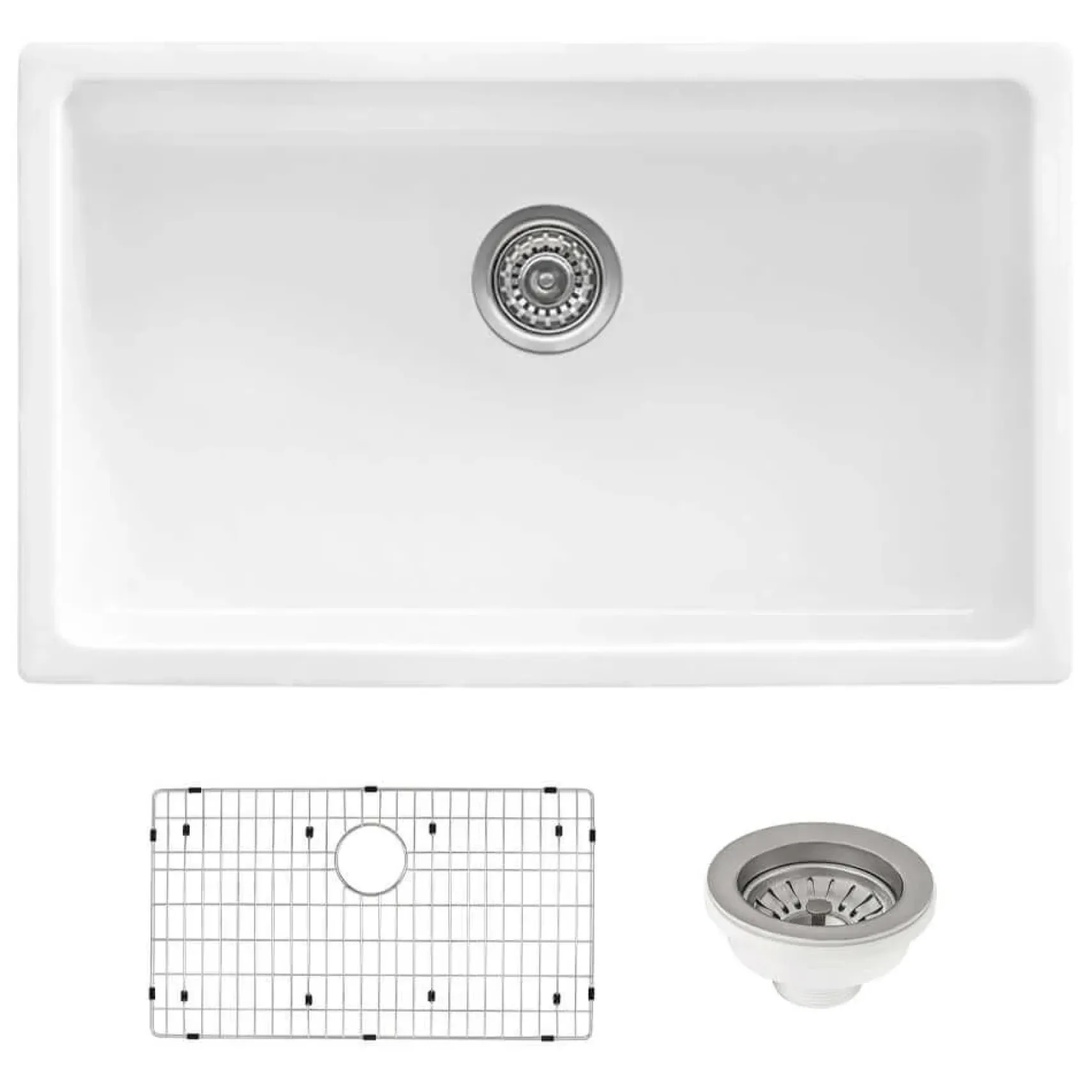 Ruvati Fiamma 30" Undermount Fireclay Kitchen Sink, White, RVL3030WH