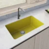 Ruvati Fiamma 30-inch Fireclay Undermount / Drop-in Topmount Kitchen Sink Single Bowl, Yellow, Tuscan Yellow, RVL3030YL