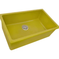 Ruvati Fiamma 30-inch Fireclay Undermount / Drop-in Topmount Kitchen Sink Single Bowl, Yellow, Tuscan Yellow, RVL3030YL