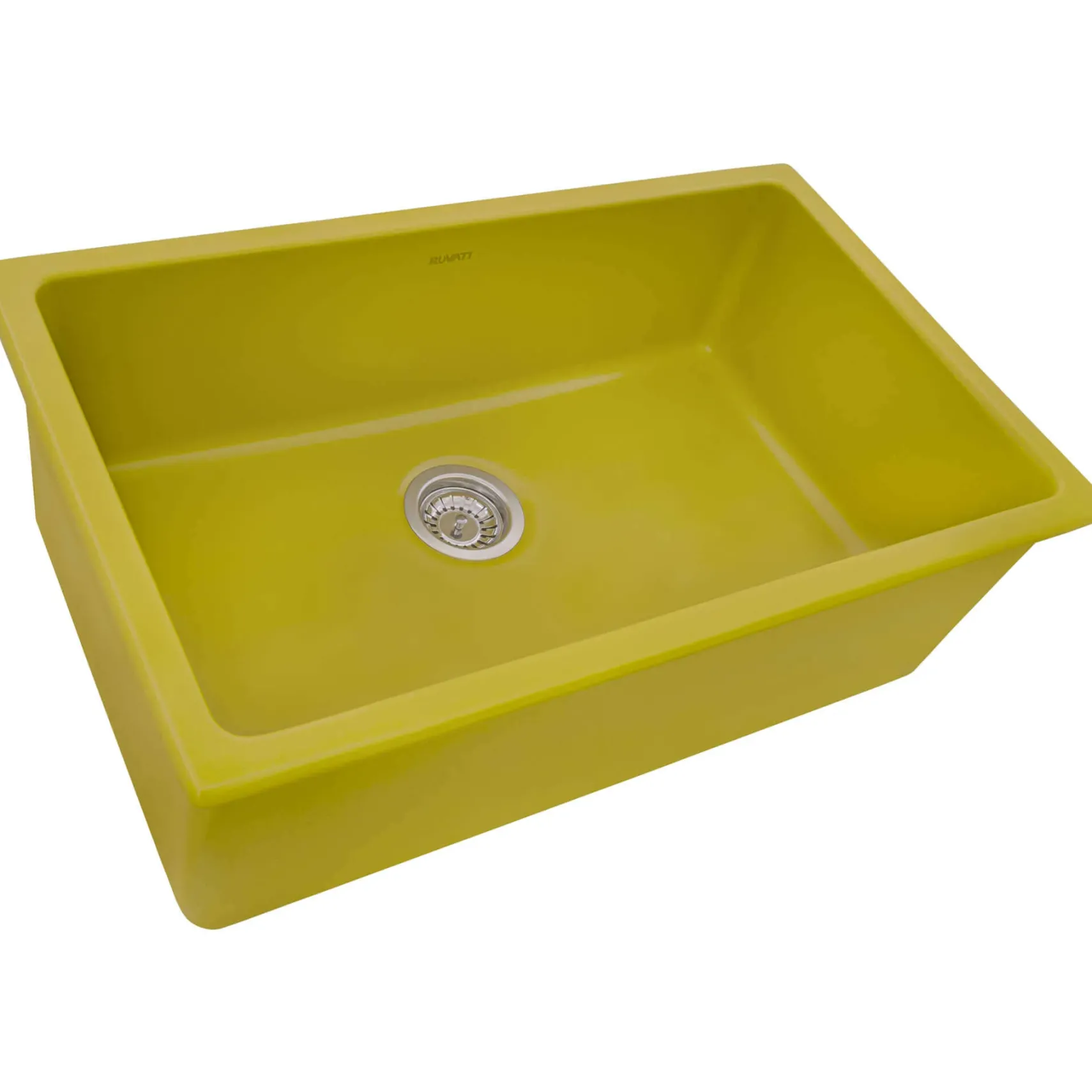 Ruvati Fiamma 30-inch Fireclay Undermount / Drop-in Topmount Kitchen Sink Single Bowl, Yellow, Tuscan Yellow, RVL3030YL