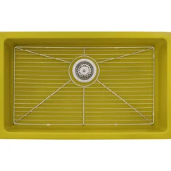 Ruvati Fiamma 30-inch Fireclay Undermount / Drop-in Topmount Kitchen Sink Single Bowl, Yellow, Tuscan Yellow, RVL3030YL