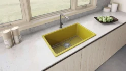 Ruvati Fiamma 30-inch Fireclay Undermount / Drop-in Topmount Kitchen Sink Single Bowl, Yellow, Tuscan Yellow, RVL3030YL