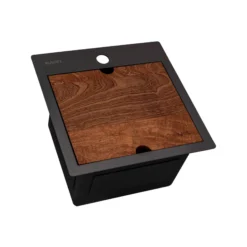Ruvati Giana 15 inch Gunmetal Black Stainless Steel Workstation Wet Bar Sink Drop-in Topmount, 16, RVH8215BL