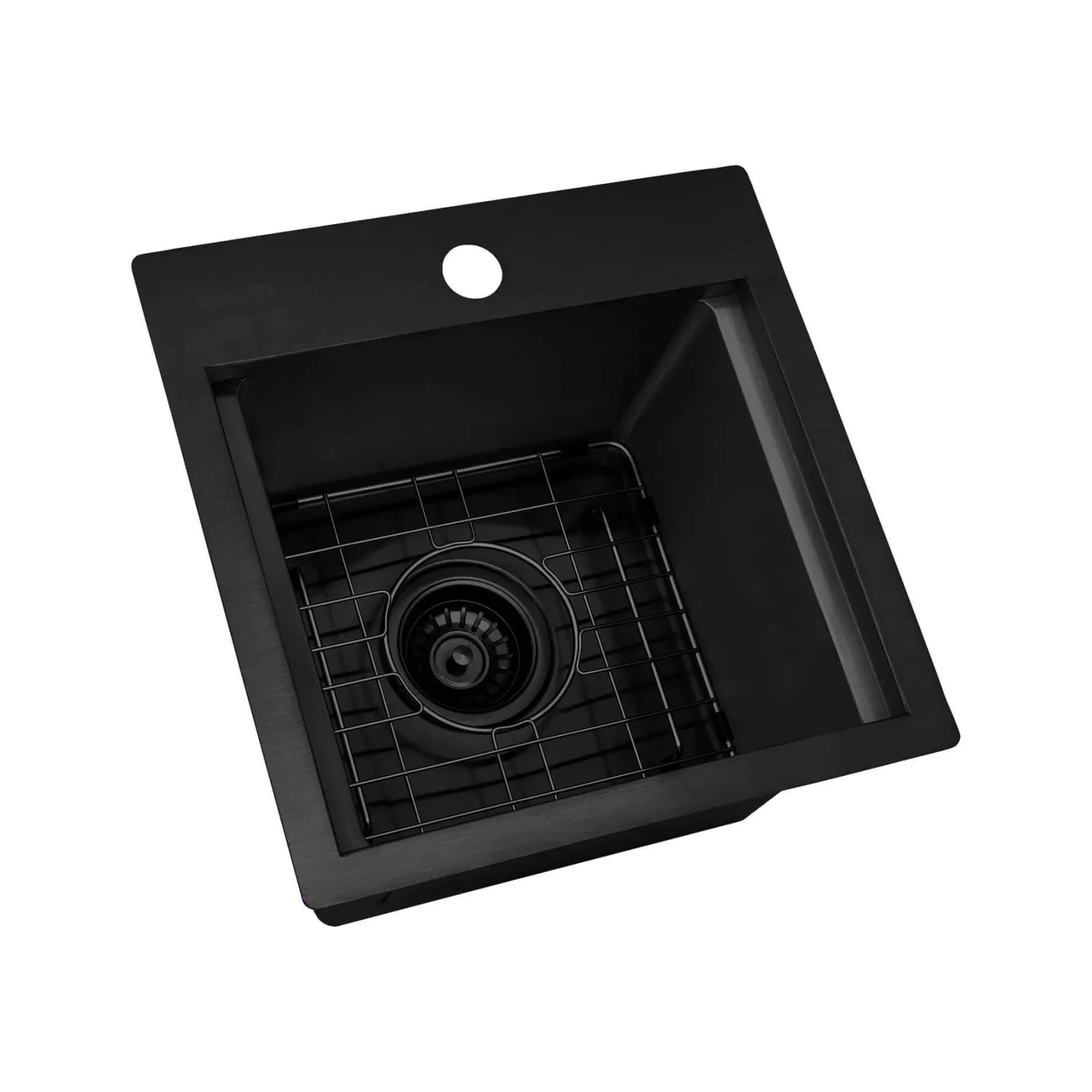 Ruvati Giana 15 inch Gunmetal Black Stainless Steel Workstation Wet Bar Sink Drop-in Topmount, 16, RVH8215BL