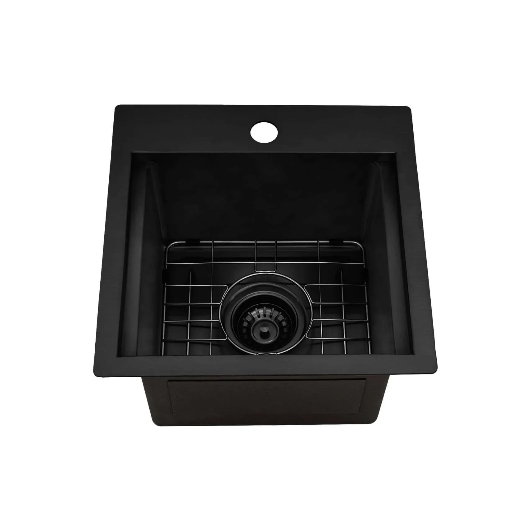 Ruvati Giana 15 inch Gunmetal Black Stainless Steel Workstation Wet Bar Sink Drop-in Topmount, 16, RVH8215BL