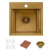 Ruvati Giana 15 inch Polished Brass Matte Gold Stainless Steel Workstation Wet Bar Sink Drop-in Topmount, 16, Matte Gold Satin Brass, RVH8215GG