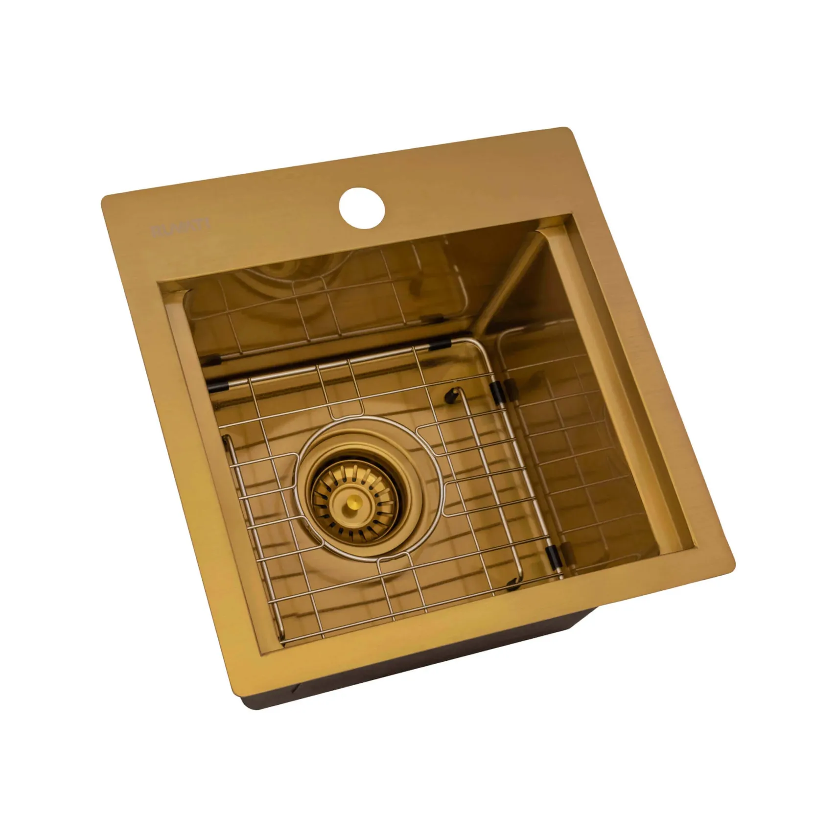 Ruvati Giana 15 inch Polished Brass Matte Gold Stainless Steel Workstation Wet Bar Sink Drop-in Topmount, 16, Matte Gold Satin Brass, RVH8215GG
