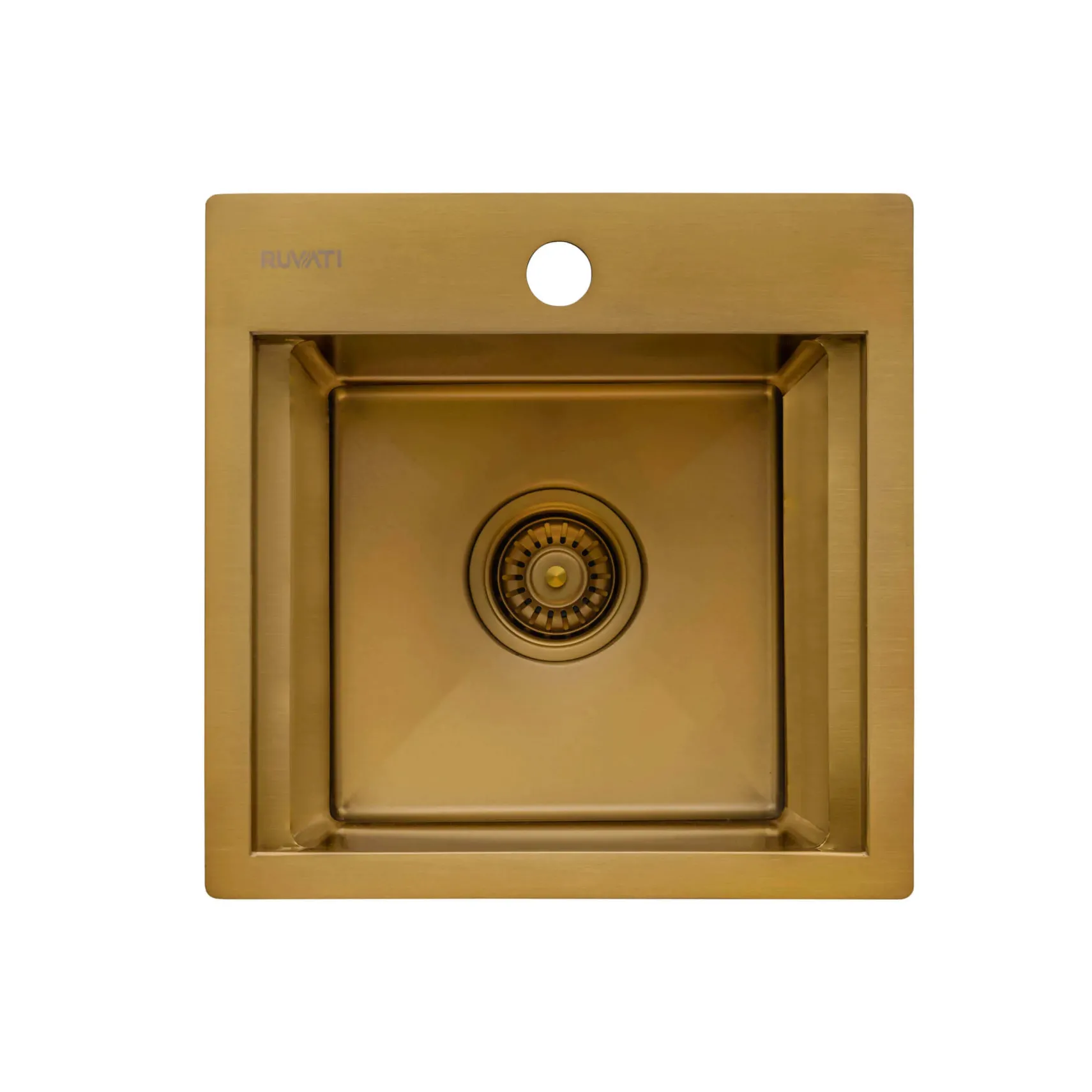 Ruvati Giana 15 inch Polished Brass Matte Gold Stainless Steel Workstation Wet Bar Sink Drop-in Topmount, 16, Matte Gold Satin Brass, RVH8215GG