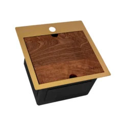 Ruvati Giana 15 inch Polished Brass Matte Gold Stainless Steel Workstation Wet Bar Sink Drop-in Topmount, 16, Matte Gold Satin Brass, RVH8215GG