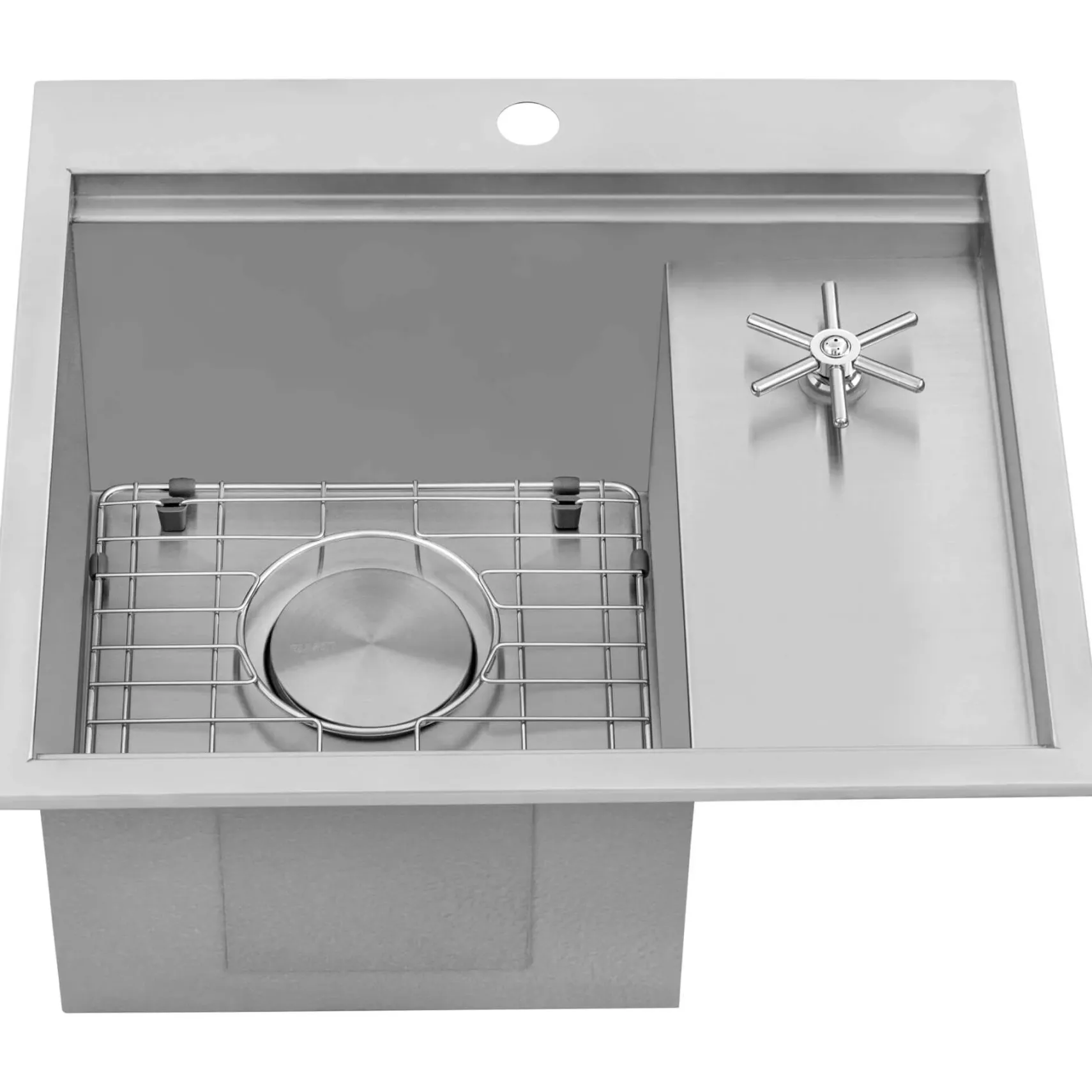 Ruvati Glass Rinser and Sink Combo 22 inch Workstation for Wet Bar Bottle Washer Drop in Topmount, RVH8262ST