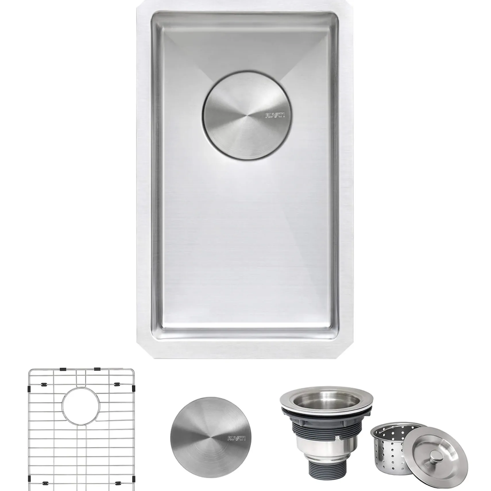 Ruvati Gravena 10" Undermount Rectangle Stainless Steel Bar/Prep Sink, 16 Gauge, Round Corners, RVH7010