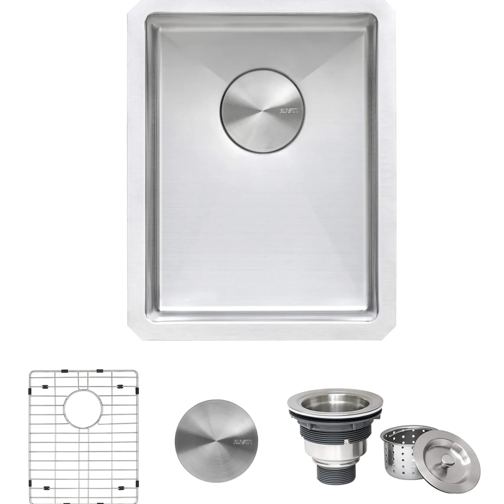 Ruvati Gravena 14" Undermount Rectangle Stainless Steel Bar/Prep Sink, 16 Gauge, Rounded Corners, RVH7114