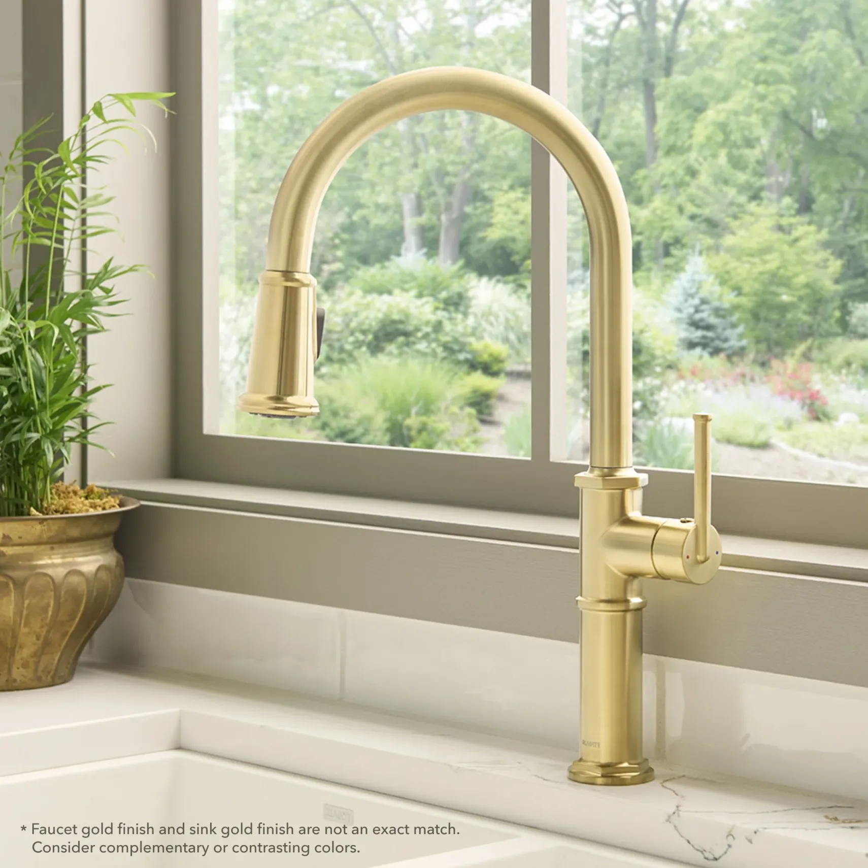 Ruvati Idris Pull Down Gooseneck High Arc Kitchen Faucet, Brushed Gold, Single Lever, RVF1239SG