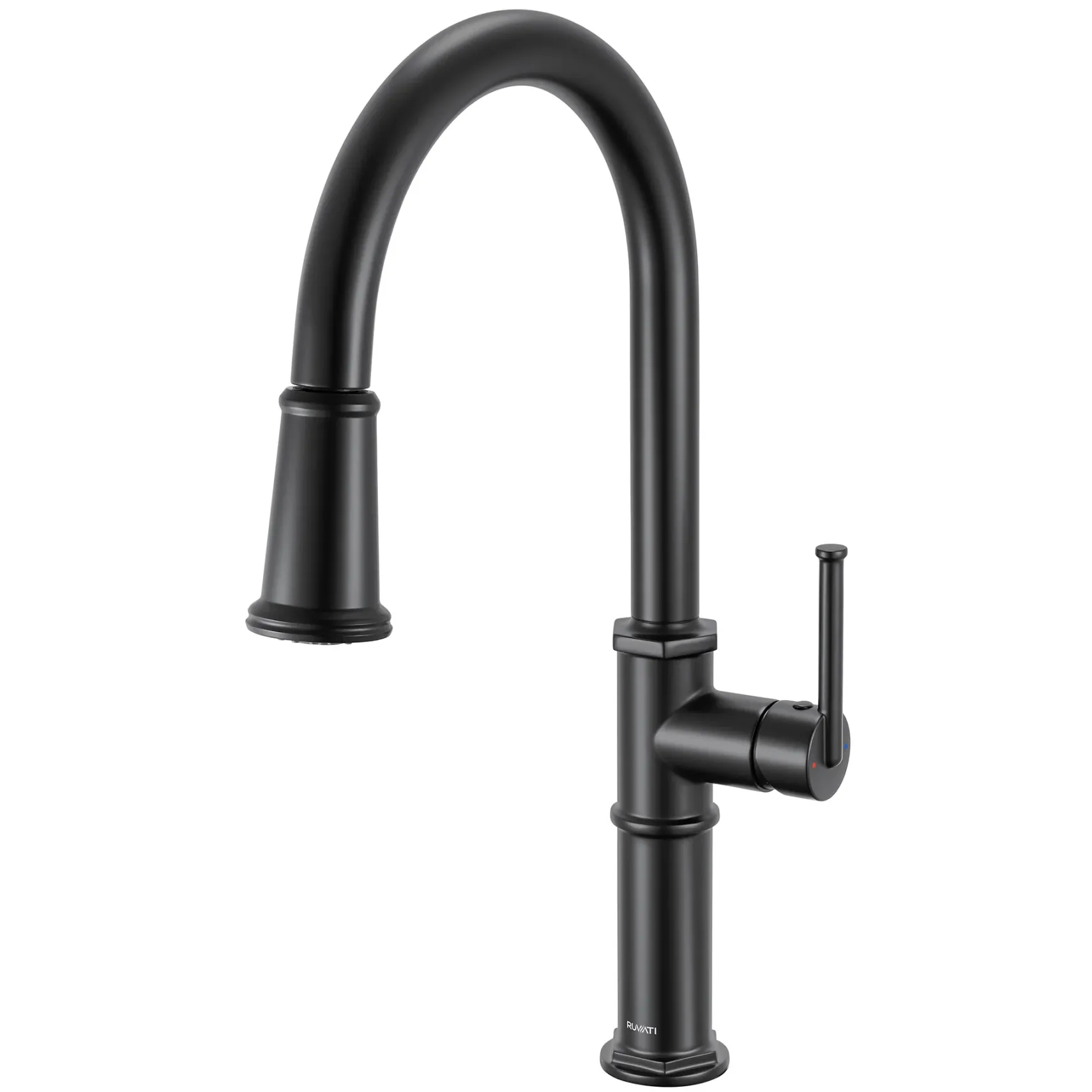 Ruvati Idris Pull Down Kitchen Faucet, Matte Black, Single Lever, RVF1239MB