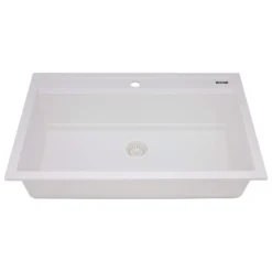 Ruvati 31-inch epiCube Granite Composite Workstation Drop-in Topmount Kitchen Sink Matte White, RVG1631WH
