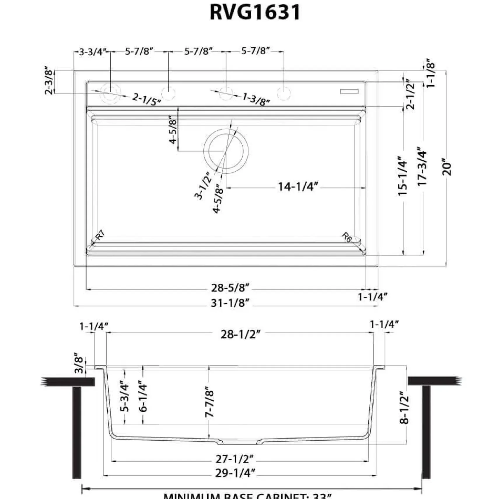 Ruvati 31-inch epiCube Granite Composite Workstation Drop-in Topmount Kitchen Sink Matte White, RVG1631WH