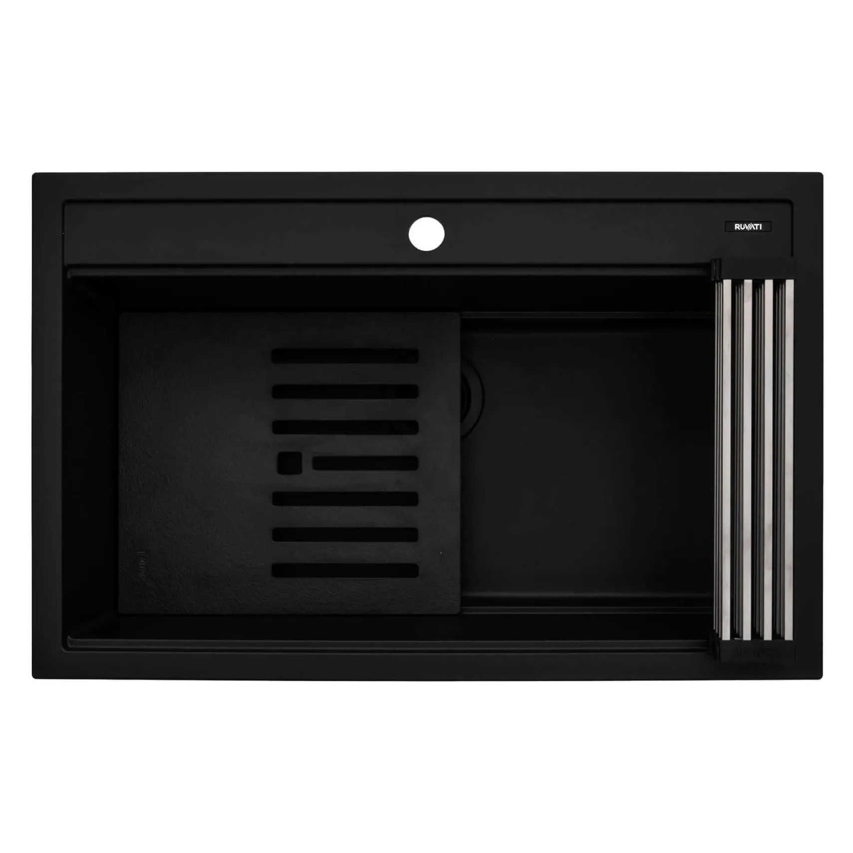 Ruvati 31-inch epiCube Granite Composite Workstation Matte Black Drop-in Topmount Kitchen Sink, RVG1631BK