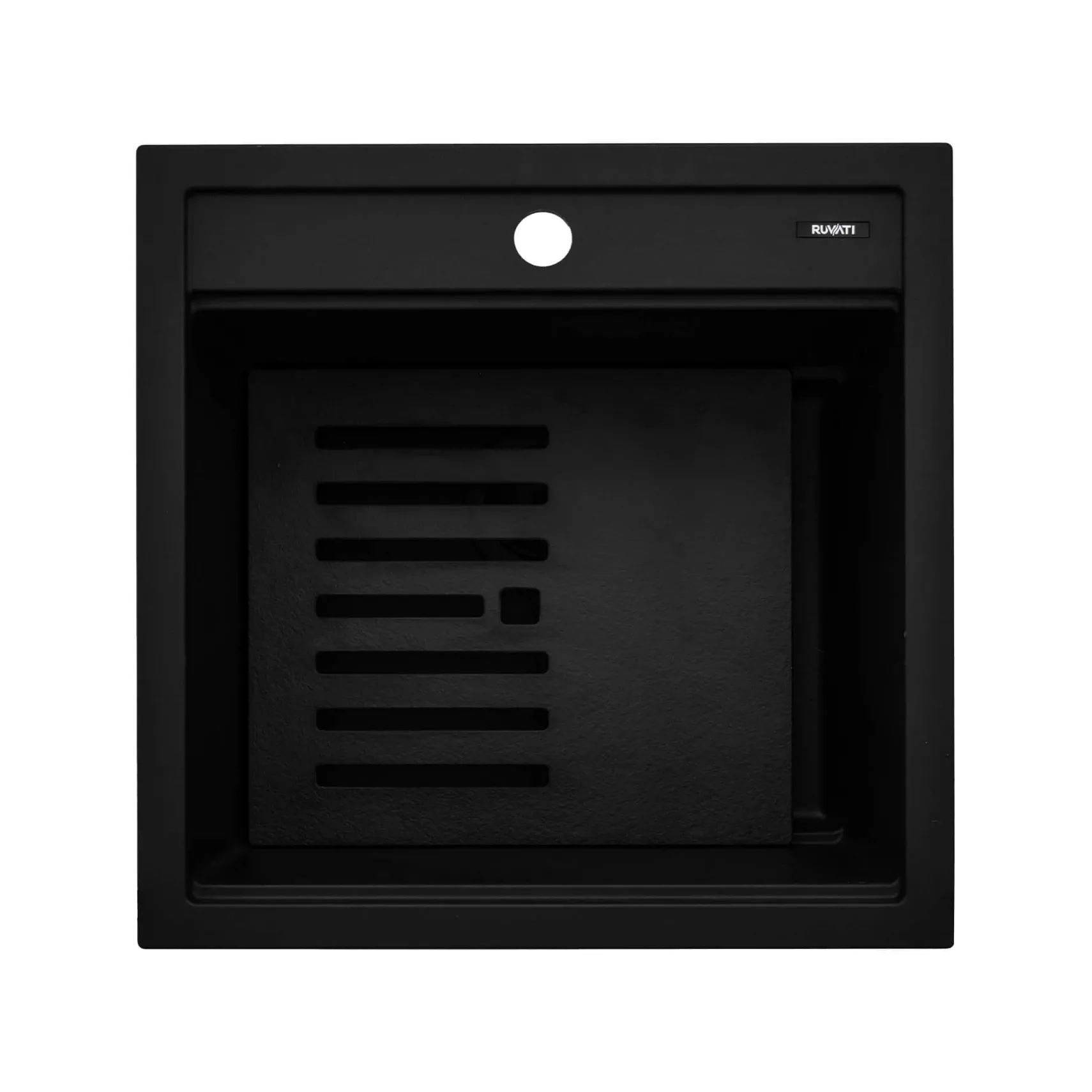 Ruvati 20-inch epiCube Granite Composite Workstation Matte Black Drop-in Topmount Wet Bar Prep Sink, RVG1620BK