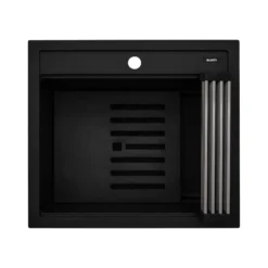 Ruvati 23-inch epiCube Granite Composite Workstation Matte Black Drop-in Topmount Wet Bar Prep Sink, RVG1622BK