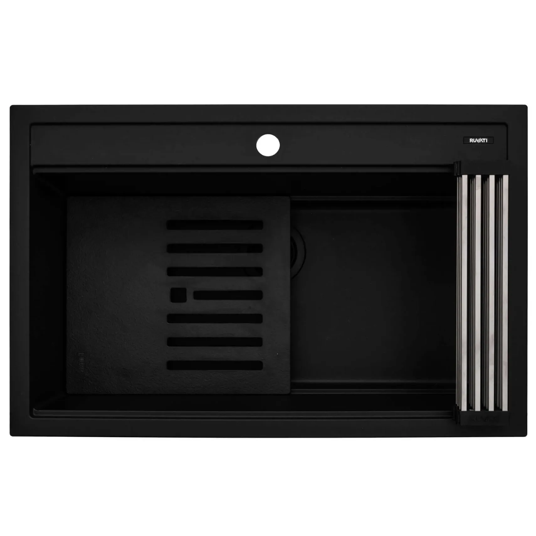 Ruvati 34-inch epiCube Granite Composite Workstation Matte Black Drop-in Topmount Kitchen Sink, RVG1634BK