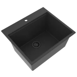 Ruvati 25-inch epiRock Workstation Charcoal Black Topmount Laundry Sink, Composite, RVG1321CK