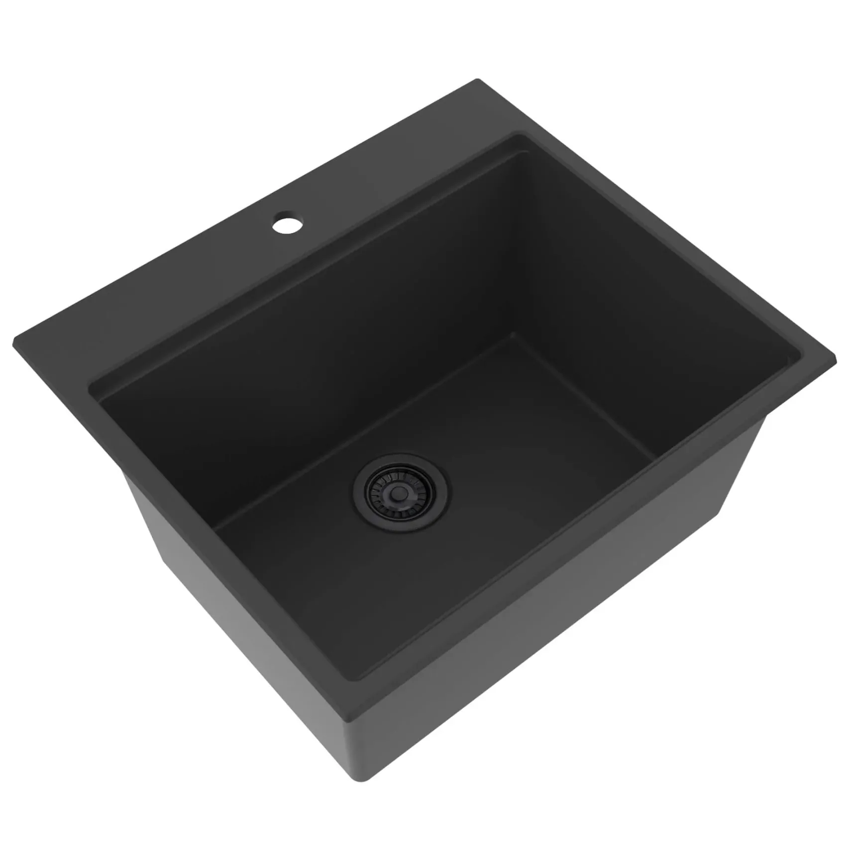 Ruvati 25-inch epiRock Workstation Charcoal Black Topmount Laundry Sink, Composite, RVG1321CK