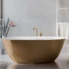 Ruvati 71-inch Matte Gold and White epiStone Solid Surface Freestanding Bath Tub Sinatra, RVB6788GW