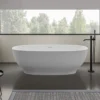 Ruvati 69-inch White epiStone Solid Surface Oval Freestanding Bath Tub Viola, RVB6732WH