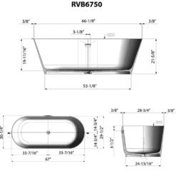 Ruvati 67-inch White epiStone Solid Surface Oval Freestanding Bath Tub Omnia Matte, RVB6750WH