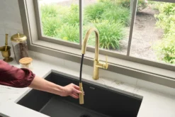 Ruvati Isola Pull Out Kitchen Faucet, Brushed Gold, Single Handle, RVF1248SG