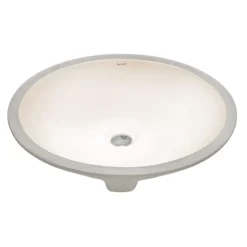 Ruvati Krona 16 x 13 inch Undermount Bathroom Sink Biscuit Oval Porcelain Ceramic with Overflow, RVB0618BC