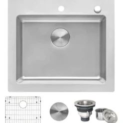 Ruvati Modena 21-inch Drop-in Topmount Bar Prep Kitchen Sink 16 Gauge Stainless Steel Single Bowl, 16, RVM5021