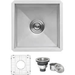 Ruvati Nesta 13" Undermount Rectangle Stainless Steel Bar/Prep Sink, 16 Gauge, Zero Radius, RVH7113