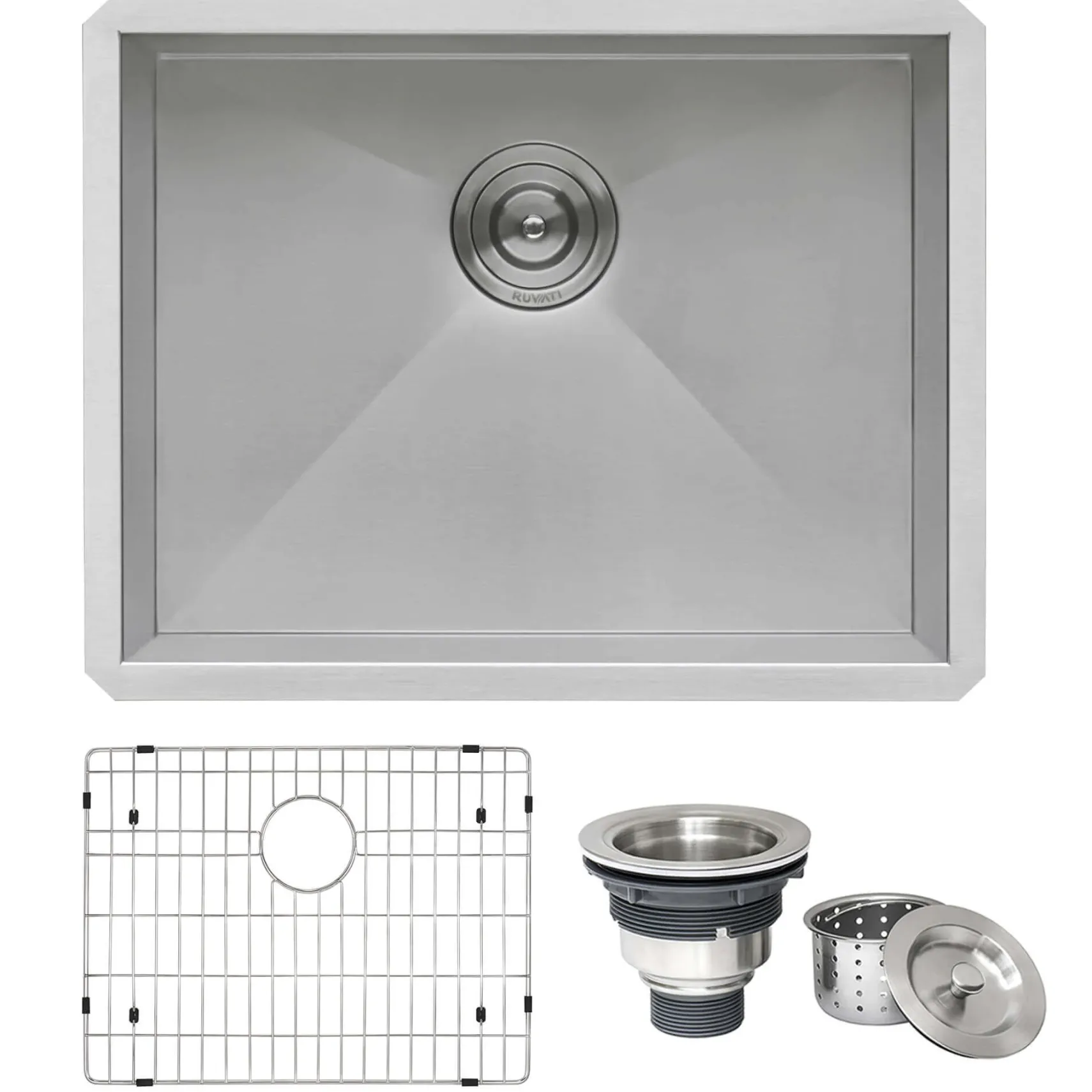 Ruvati Nesta 23" Undermount Stainless Steel Kitchen Sink, 16 Gauge, Zero Radius, RVH7100