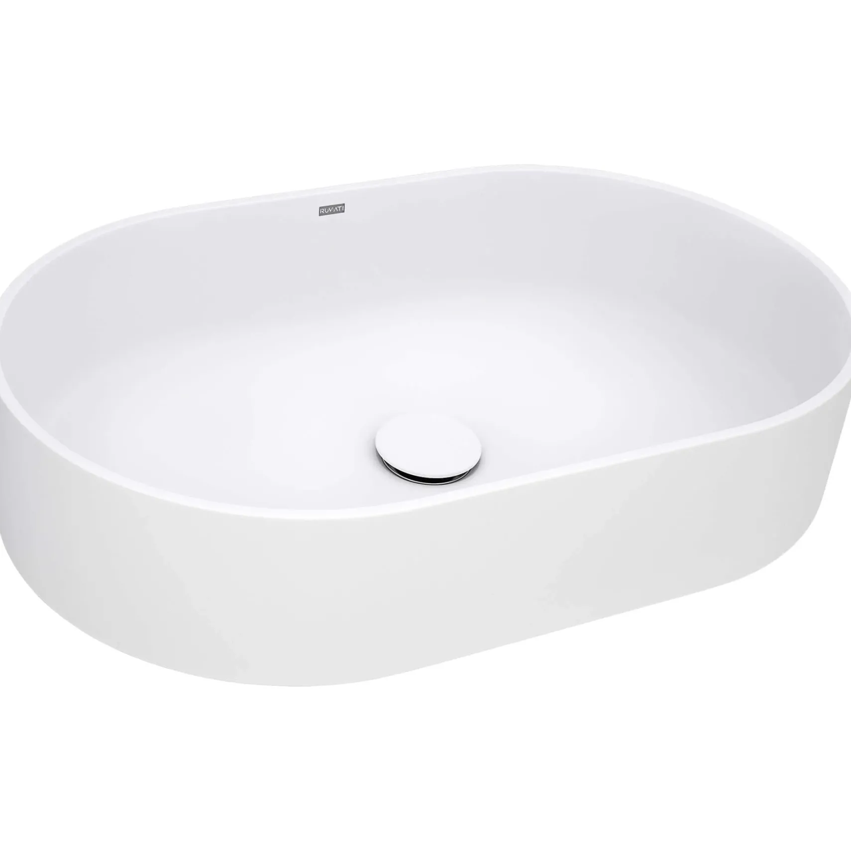 Ruvati Omnia 23-inch Matte White epiStone Solid Surface Modern Bathroom Vessel Sink, RVB2550WH