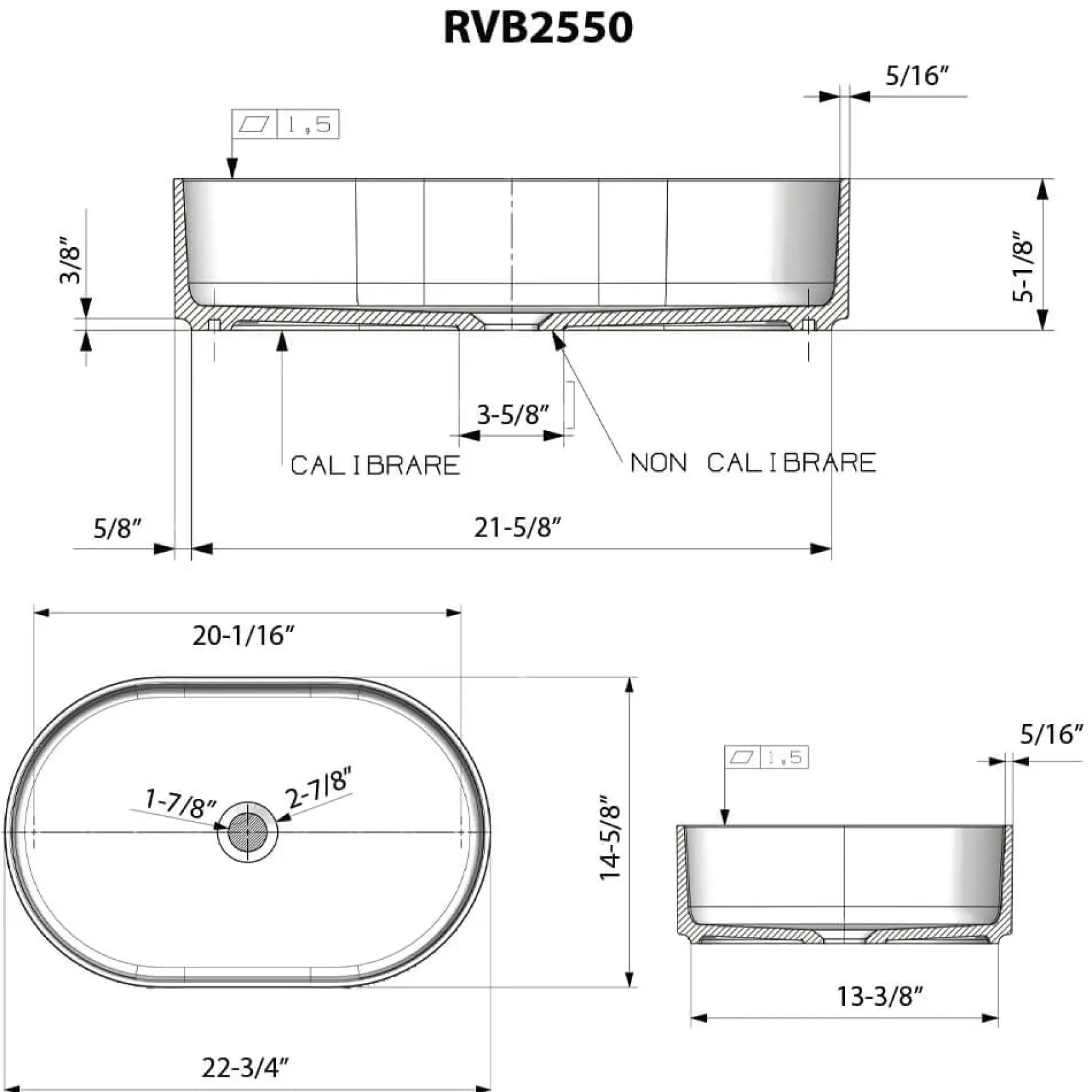 Ruvati Omnia 23-inch Matte White epiStone Solid Surface Modern Bathroom Vessel Sink, RVB2550WH