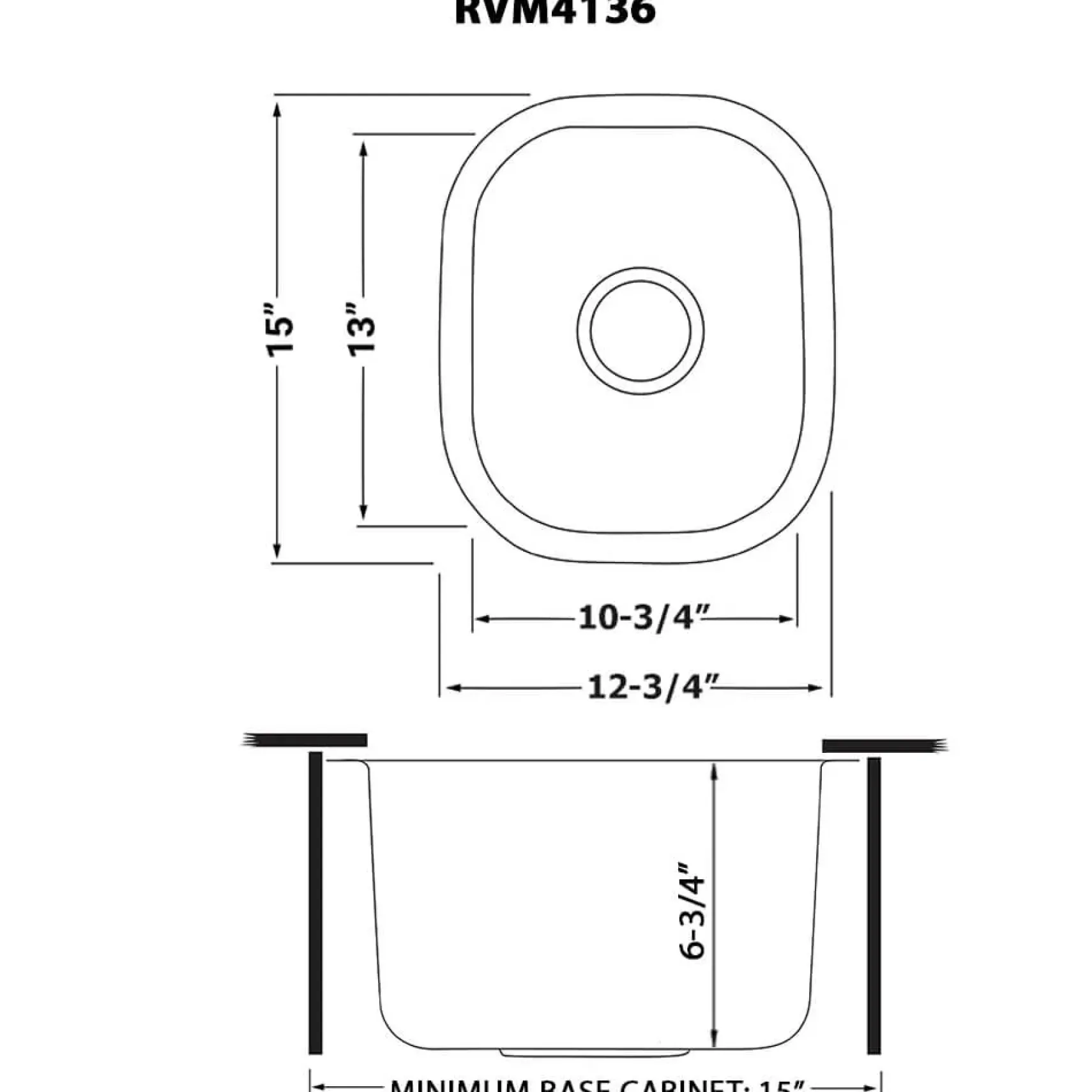 Ruvati Parmi 13" Undermount Rectangle Stainless Steel Bar/Prep Sink, 16 Gauge, RVM4136