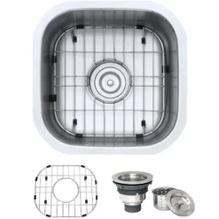 Ruvati Parmi 16" Undermount Square Stainless Steel Bar/Prep Sink, 16 Gauge, RVM4138