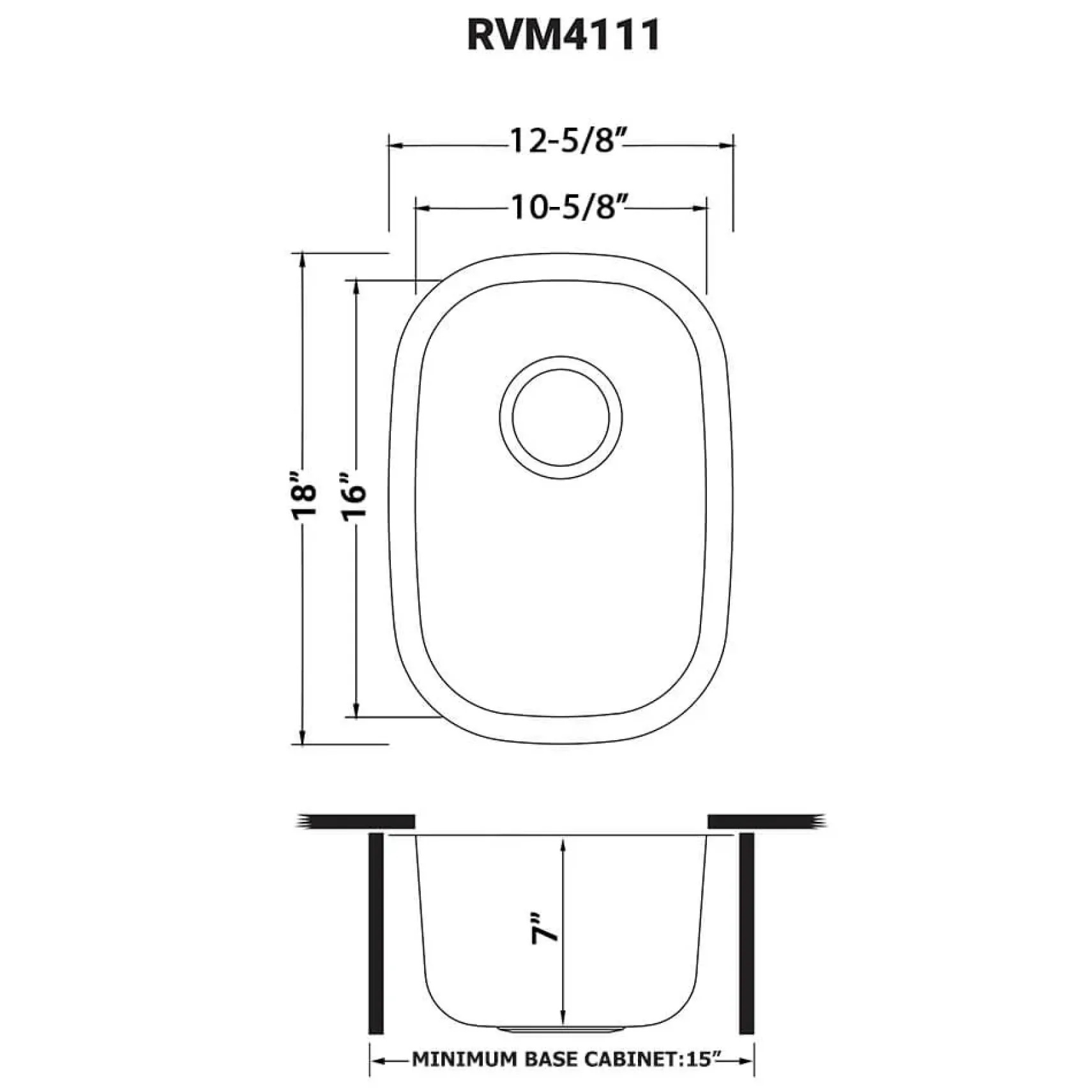 Ruvati Parmi 13" Undermount Rectangle Stainless Steel Bar/Prep Sink, 16 Gauge, RVM4111
