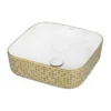 Ruvati Pietra 15" Decorative Rectangle Vessel Porcelain Above Vanity Counter Bathroom Sink, Gold / White, RVB1515WG4