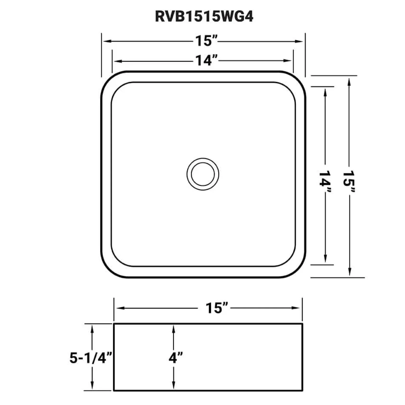 Ruvati Pietra 15" Decorative Rectangle Vessel Porcelain Above Vanity Counter Bathroom Sink, Gold / White, RVB1515WG4