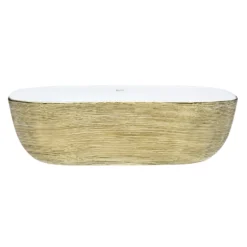 Ruvati Pietra 20" Decorative Rectangle Vessel Porcelain Above Vanity Counter Bathroom Sink, Gold / White, RVB2016WG