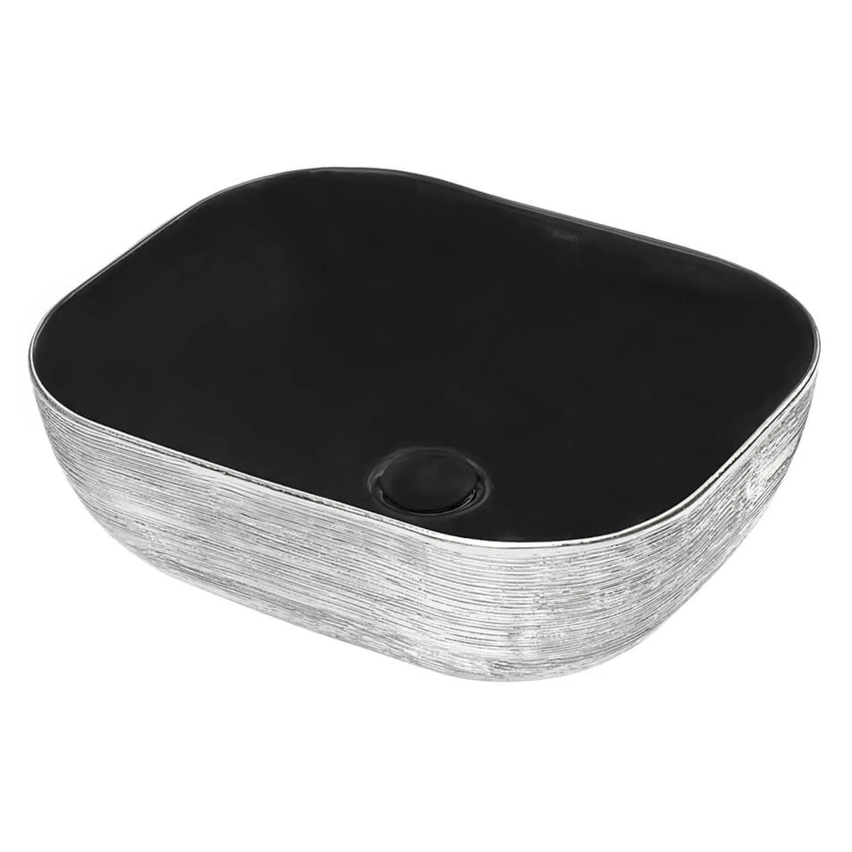 Ruvati Pietra 20" Decorative Rectangle Vessel Porcelain Above Vanity Counter Bathroom Sink, Silver / Black, RVB2016BS