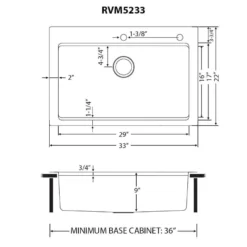 Ruvati Renaro 33" Drop In Stainless Steel Workstation Kitchen Sink, RVM5233