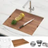 Ruvati Roma 23" Undermount Rectangle Stainless Steel Workstation Bar/Prep Sink, 16 Gauge, RVH8308