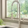Ruvati Seneca Pull Down Industrial Pre-Rinse High Arc Kitchen Faucet, Stainless Steel, Single Lever, RVF1238BN
