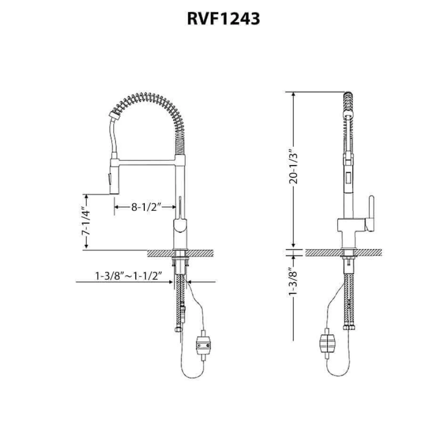 Ruvati Seneca Pull Down Kitchen Faucet, Matte Black, Single Lever, RVF1243MB