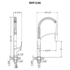 Ruvati Seneca Pull Down Pre-Rinse Kitchen Faucet, Stainless Steel, Single Lever, RVF1236BN
