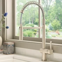 Ruvati Seneca Pull Down Pre-Rinse Kitchen Faucet, Stainless Steel, Single Lever, RVF1243BN